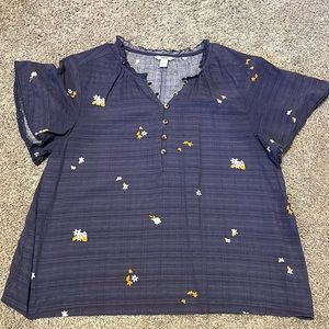 Blue flowered  short sleeve